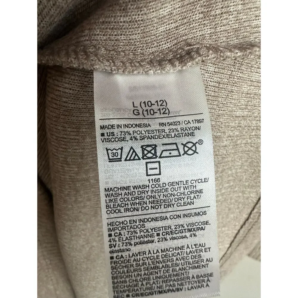 Old Navy Girls Long Sleeve Plush Ribbed Fit and Flare Dress Natural Tan L NEW